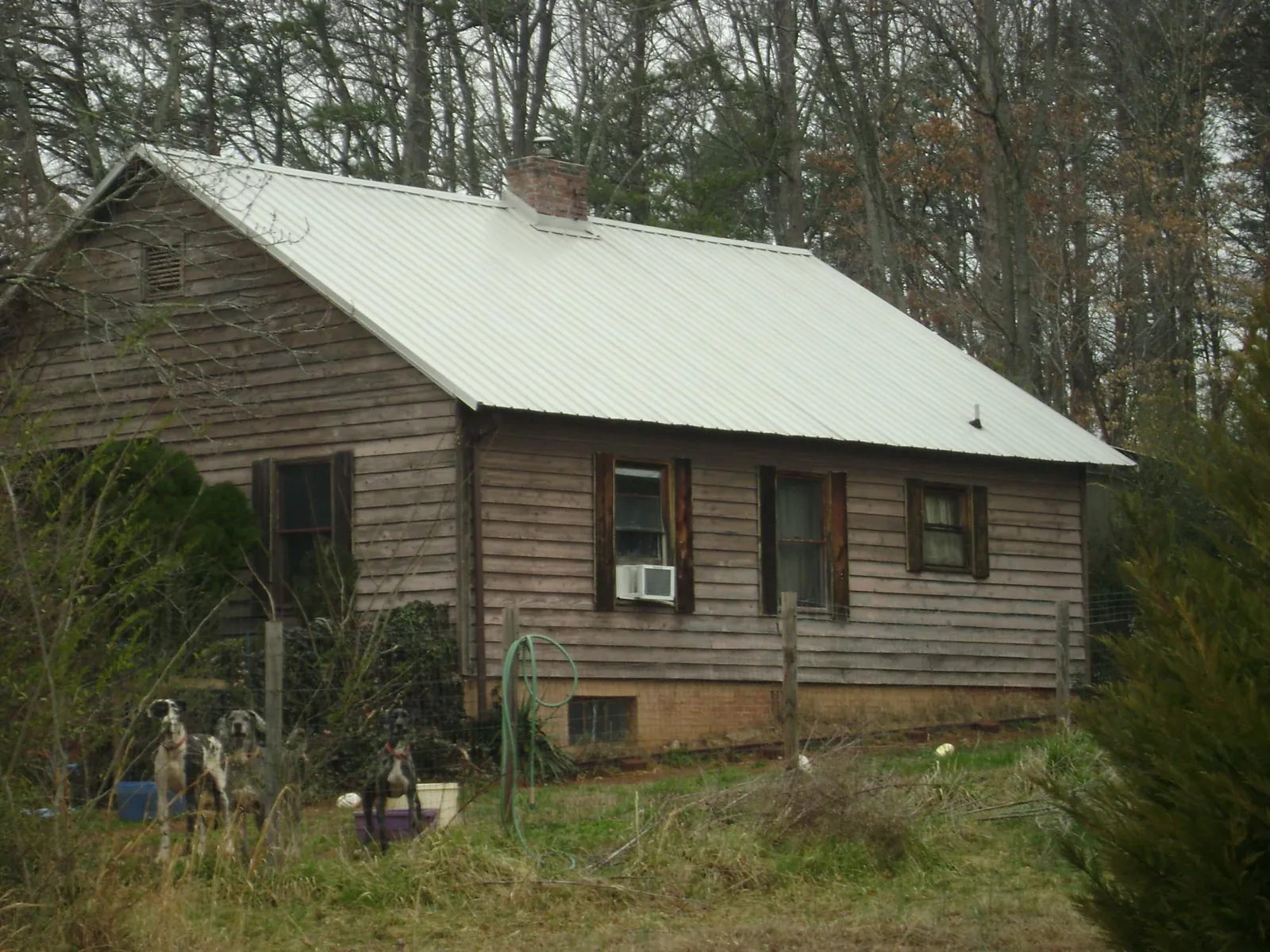 White metal roof on an old wood sided farmhouse, from a Metal Roof Installation job in Riverhead